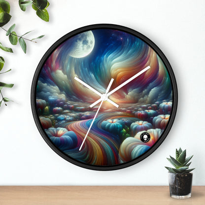 "Rainbow Sky, Moonlit Flowers" - The Alien Wall Clock