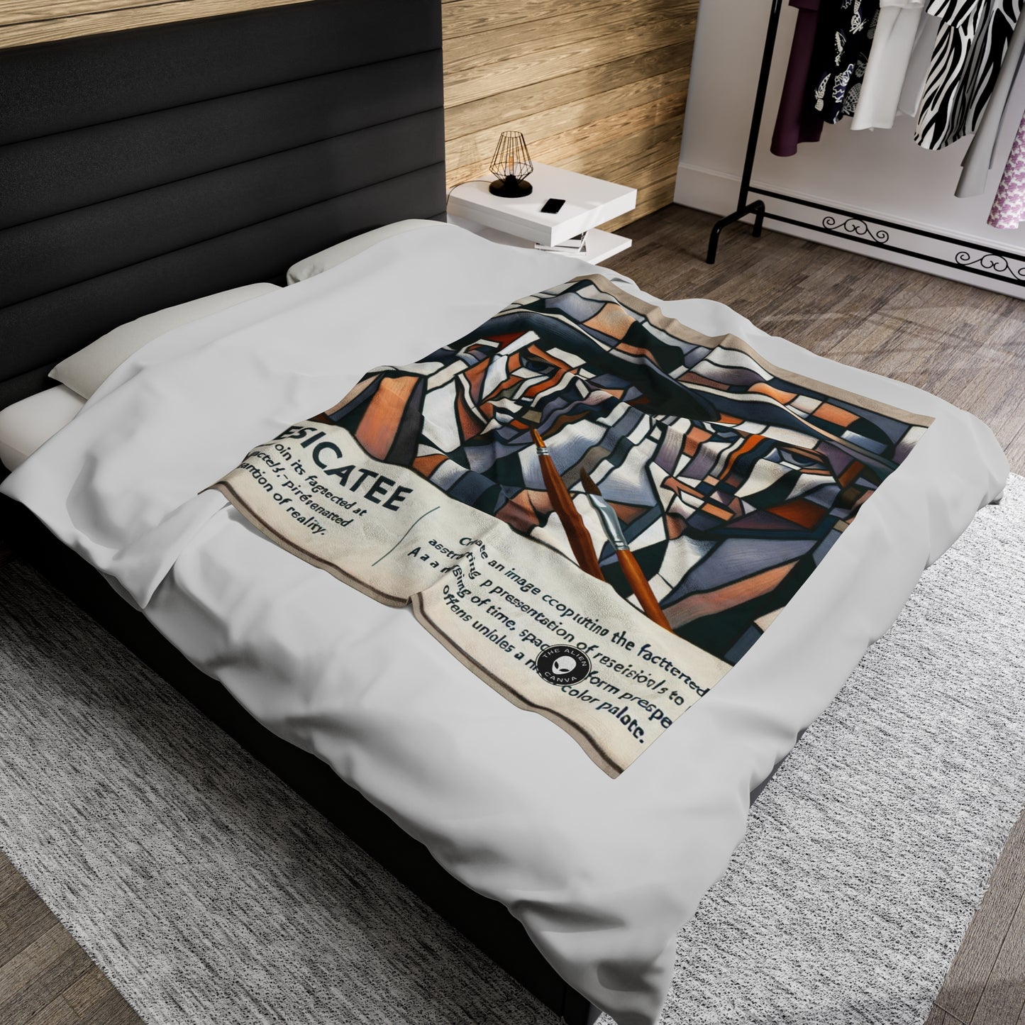 "Cubist Cityscape: Fragmented Views of Urban Energy" - The Alien Velveteen Plush Blanket Cubism