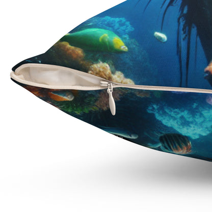 "Sunken Shipwreck Wonderland"- The Alien Spun Polyester Square Pillow