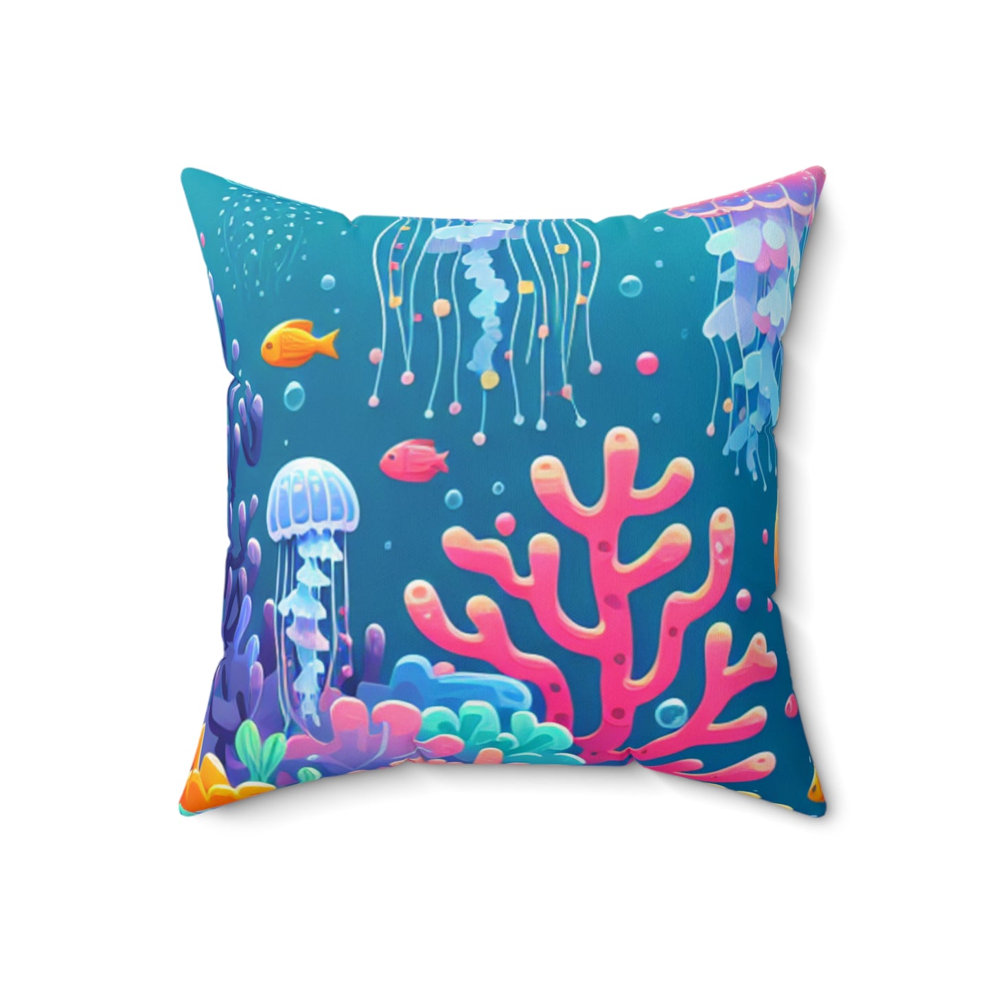 "Enchanting Underwater Symphony"- The Alien Spun Polyester Square Pillow