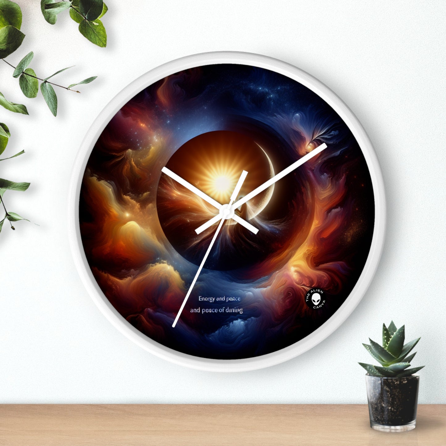 "Celestial Embrace: The Fusion of Sun and Moon" - The Alien Wall Clock