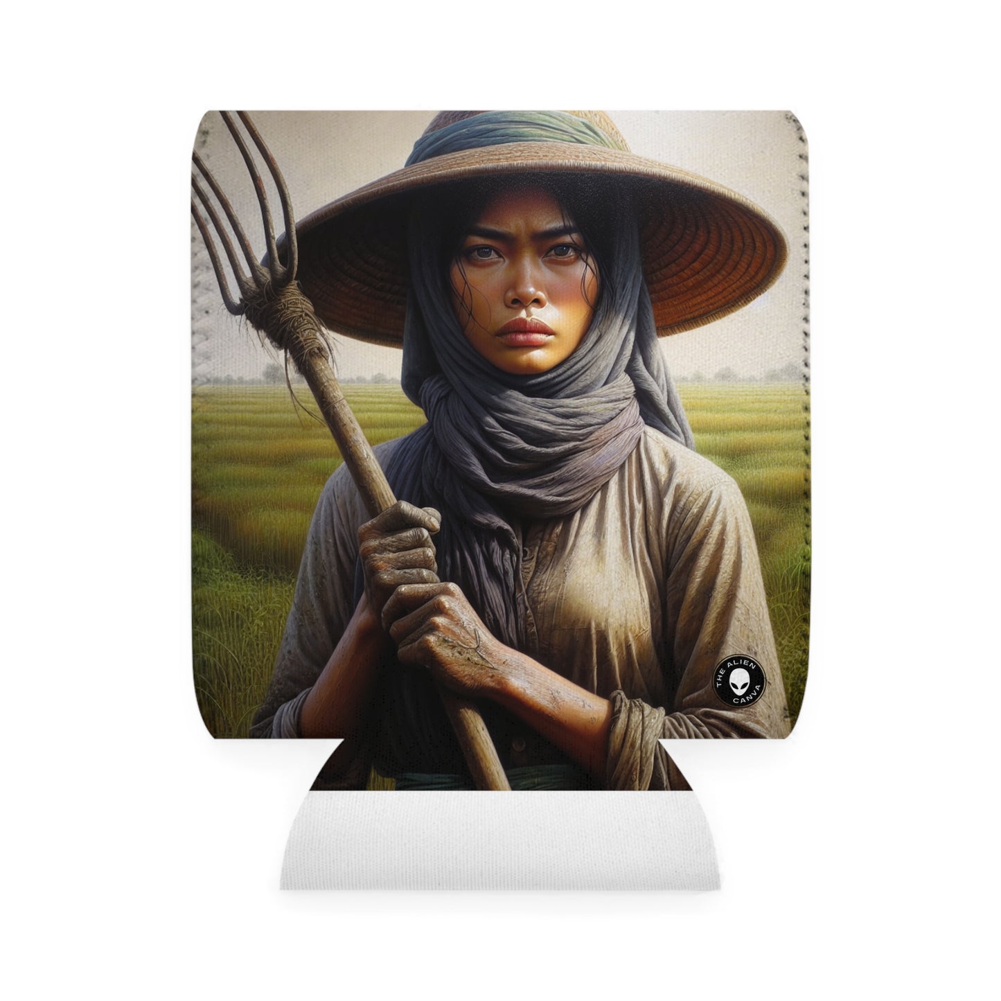 "Farmer in the Fields: A Weathered Reflection" - The Alien Can Cooler Sleeve Realism