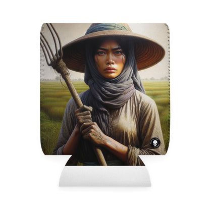 "Farmer in the Fields: A Weathered Reflection" - The Alien Can Cooler Sleeve Realism