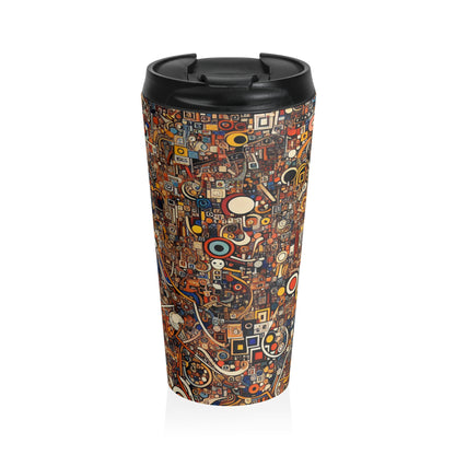 "Dadaist Delirium: A Chaotic Collage Adventure" - The Alien Stainless Steel Travel Mug Dadaism