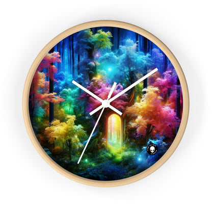 "Enchanted Rainbow Forest: Gateway to the Unseen Realm" - The Alien Wall Clock