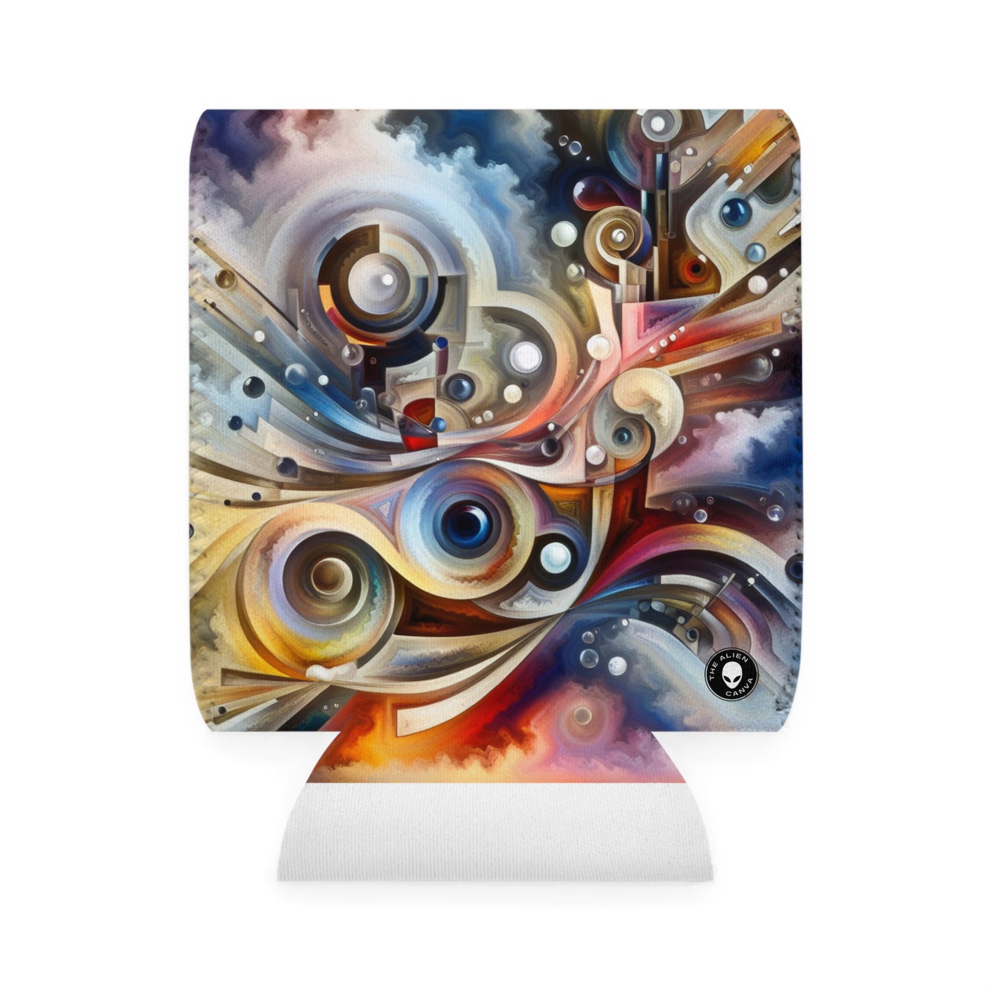 "Nature's Mechanical Symphony" - The Alien Can Cooler Sleeve Abstract Surrealism