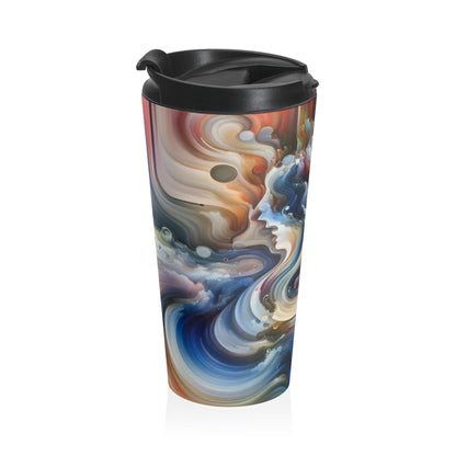 "Living Canvas: The Transcendence of Art and Humanity" - The Alien Stainless Steel Travel Mug Video Art