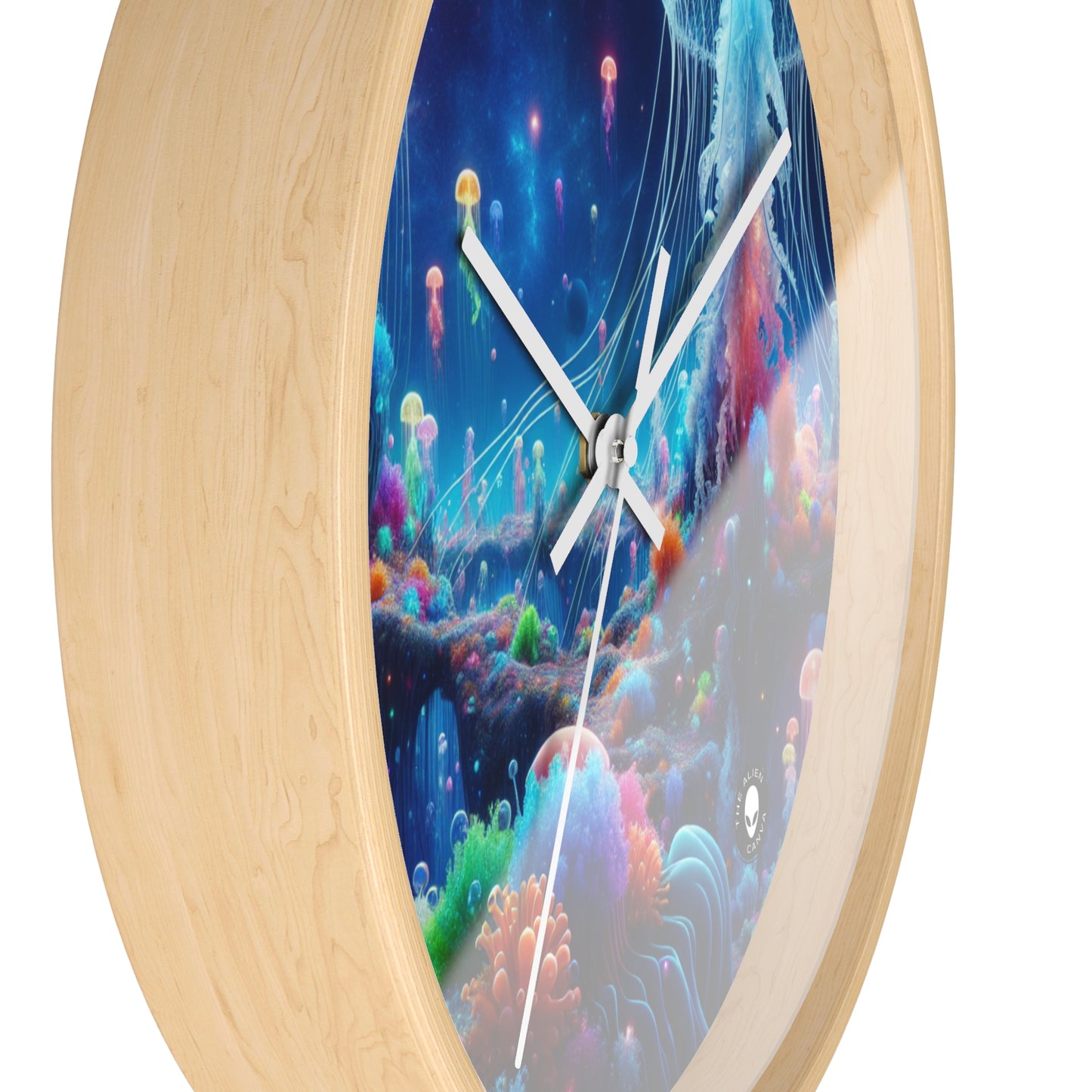 "Neon Jellyfish Fantasia: A Surreal Underwater Odyssey" - The Alien Wall Clock