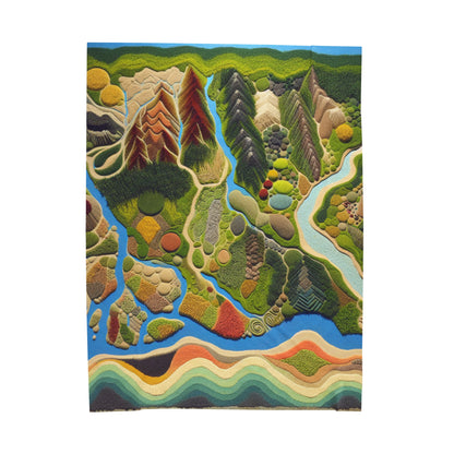 "Mapping Mother Nature: Crafting a Living Mural of Our Region". - The Alien Velveteen Plush Blanket Land Art Style