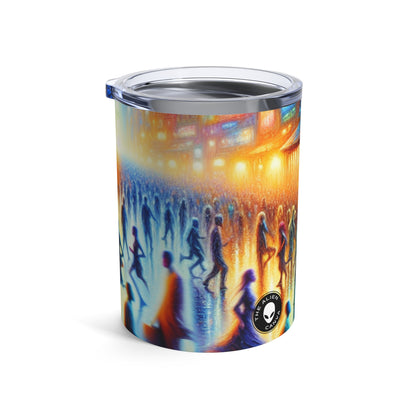 "Paisajes nocturnos de neón: una sinfonía de caos urbano" - Vaso Alien de 10 oz