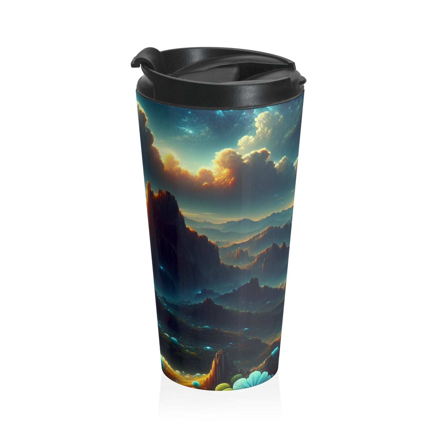 "Un Sueño Extraño: Un Mundo Desconocido en Detalle" - The Alien Stainless Steel Travel Mug planetas no descubiertos en estilo hyperrealista