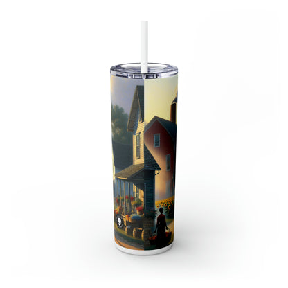 "Harvest Tranquility: A Midwest Farm Scene" - The Alien Maars® Skinny Tumbler with Straw 20oz Regionalism