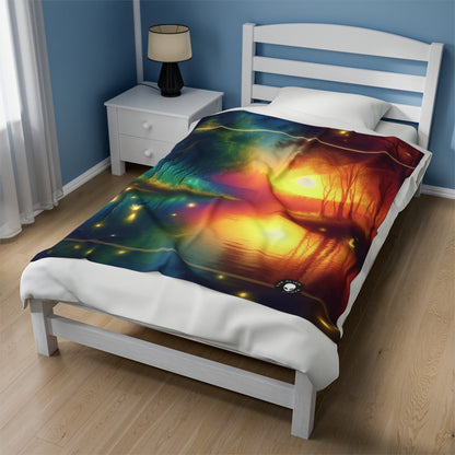 "Dusk Enchantment: A Magical Forest Scene" - The Alien Velveteen Plush Blanket