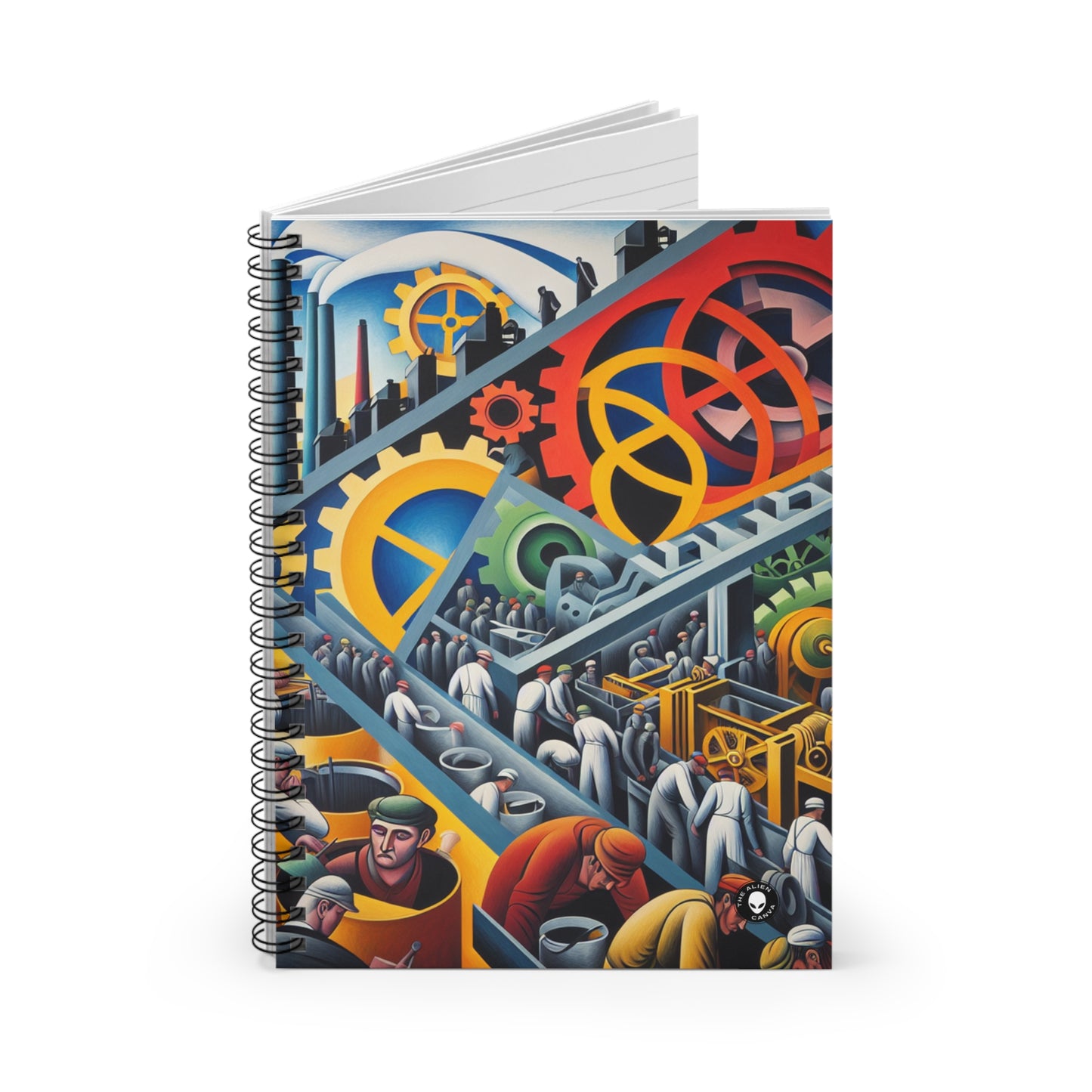 "Industrial Constructivism: Gears and Labor" - The Alien Spiral Notebook (Ruled Line) Constructivism