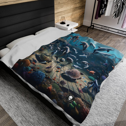 "Shipwreck Soiree: An Underwater Dance Party" - The Alien Velveteen Plush Blanket