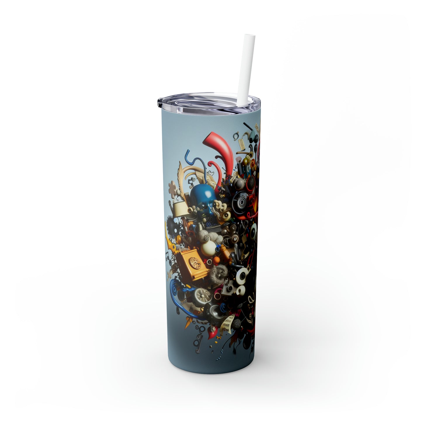 "Surreal Fusion: Crafting a Visual Poem" - The Alien Maars® Skinny Tumbler with Straw 20oz Dadaism