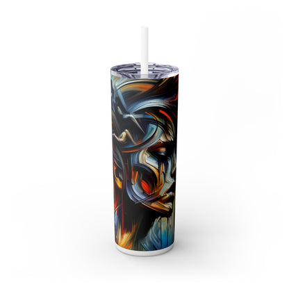 "Night Pulse: Expressions of Urban Chaos" - The Alien Maars® Skinny Tumbler avec paille 20oz Expressionnisme