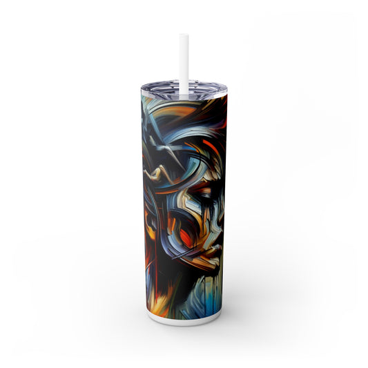 "Night Pulse: Expressions of Urban Chaos" - The Alien Maars® Skinny Tumbler with Straw 20oz Expressionism