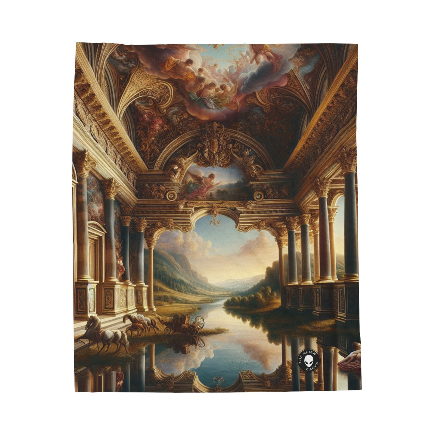 "A Neo-Renaissance Odyssey: A Modern Panorama" - The Alien Velveteen Plush Blanket Renaissance Art