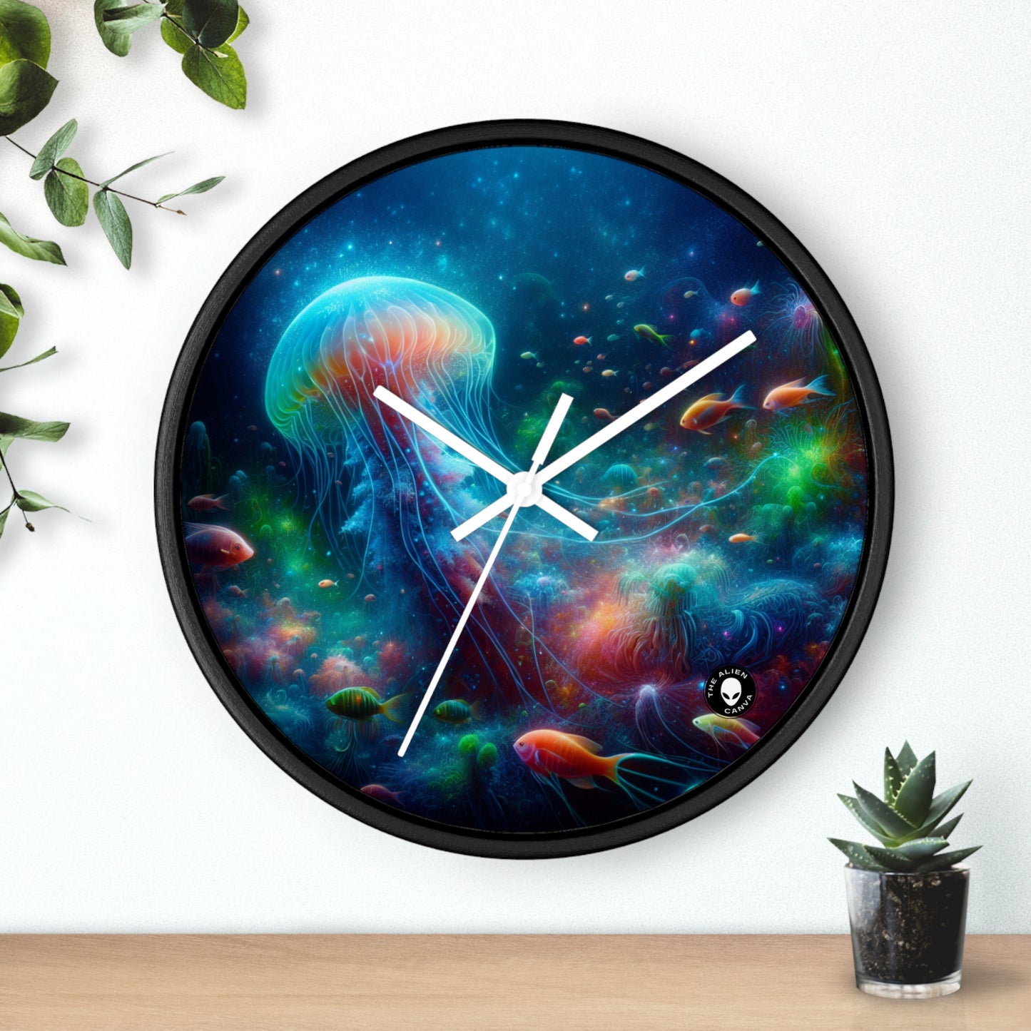 "Glowing Jellyfish in the Enchanted Underwater World" - The Alien Wall Clock