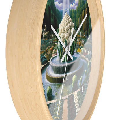 "The Vegetable Fountain: A Cauliflower Conglomerate" - The Alien Wall Clock Surrealism