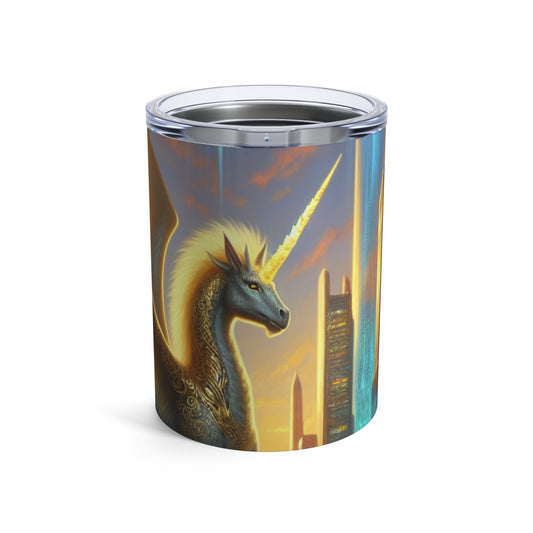 "Fantasía futurista: Ser mítico en la metrópolis" - Vaso Alien de 10 oz