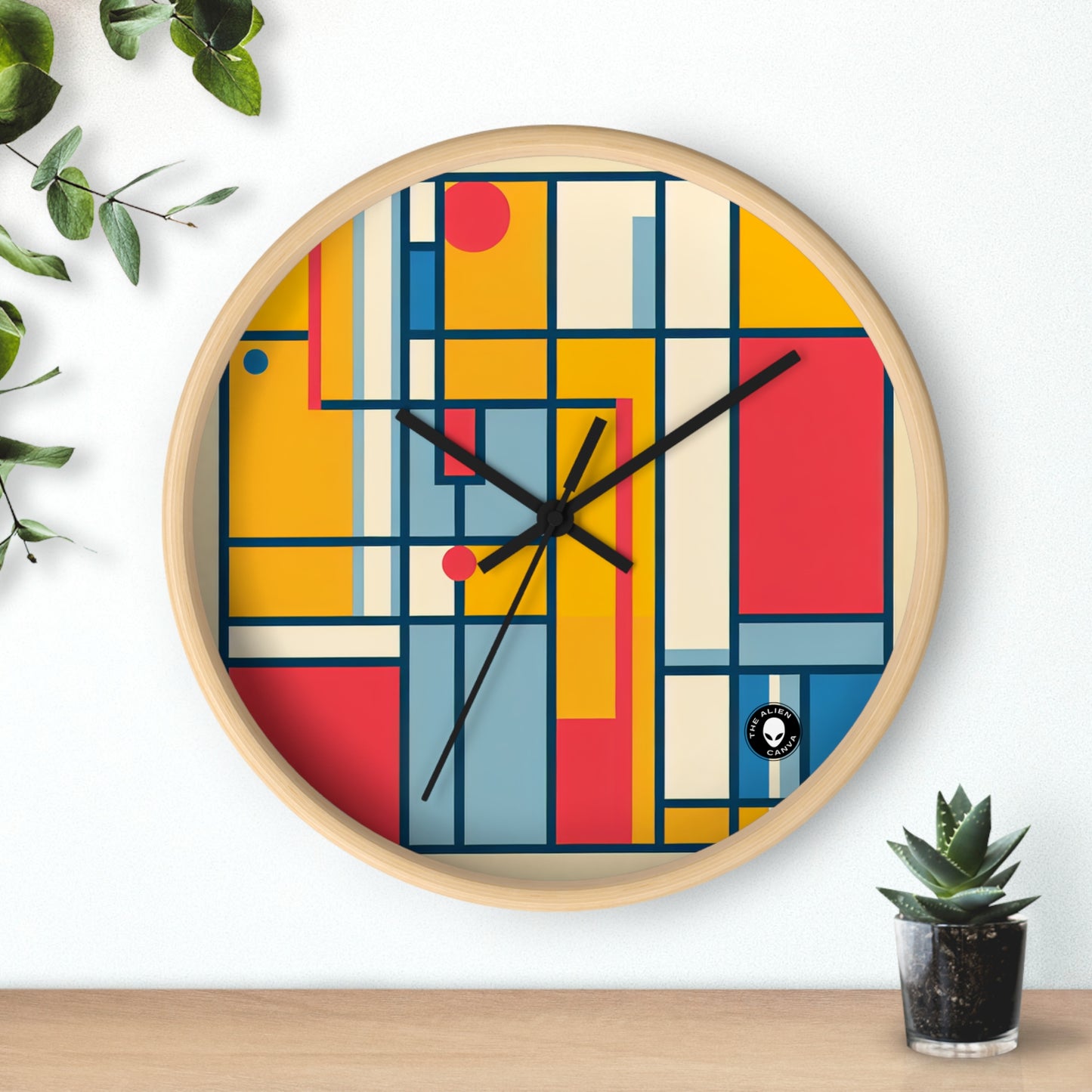 "De Stijl Grid: una composición de color minimalista" - El reloj de pared alienígena De Stijl