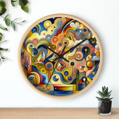 "Pequeño pueblo en una pecera" - El reloj de pared alienígena Surrealismo ingenuo