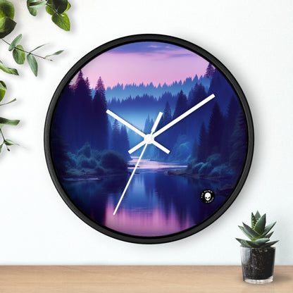 "Twilight Tranquility: Forest River Reflections" - The Alien Wall Clock