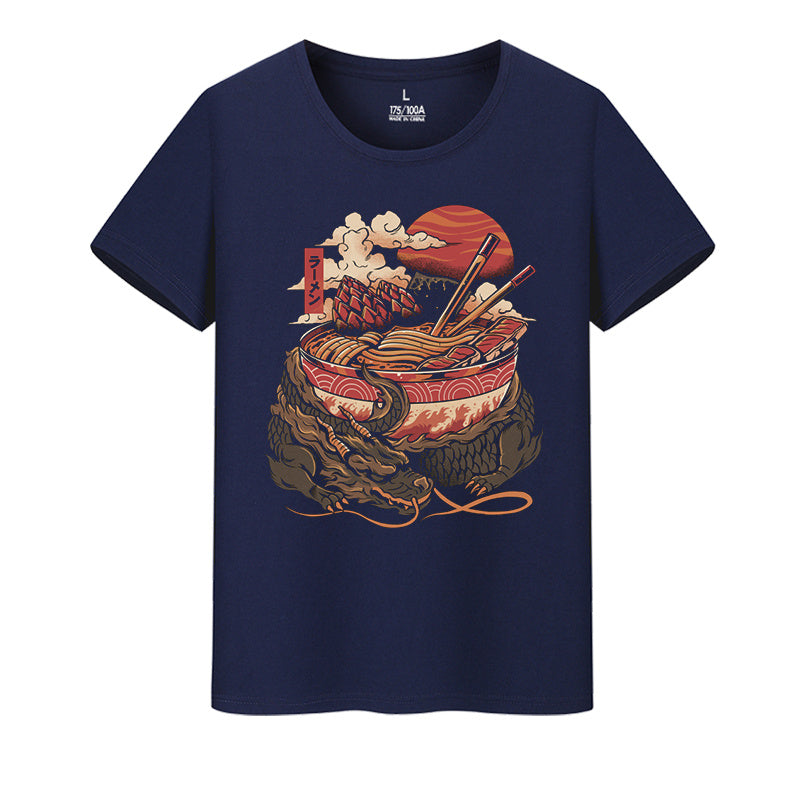 Printed pork bone ramen short sleeve