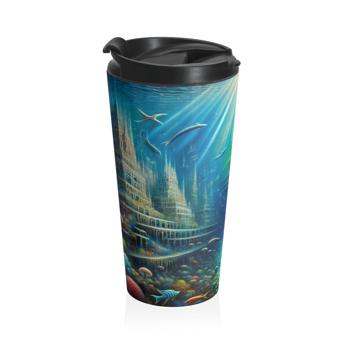 "Ciudad submarina encantada": taza de viaje de acero inoxidable de Alien