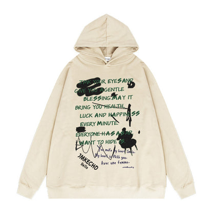 Sudadera con capucha con estampado de graffiti y letras para hombre