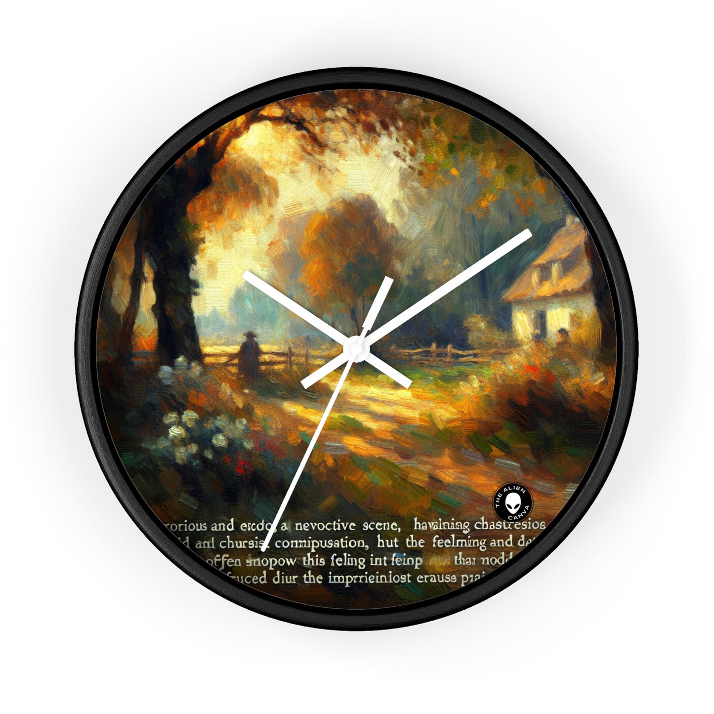 "Serenidad al atardecer: pintura impresionista de jardín" - El impresionismo del reloj de pared alienígena