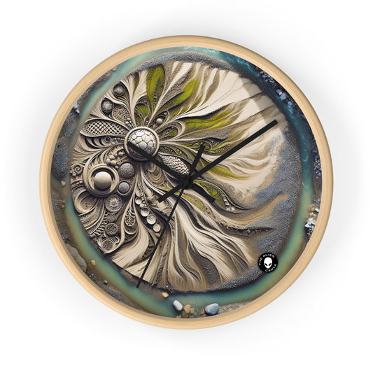 "Sandy Symphony: A Colorful Stone Mosaic on the Beach" - The Alien Wall Clock Land Art