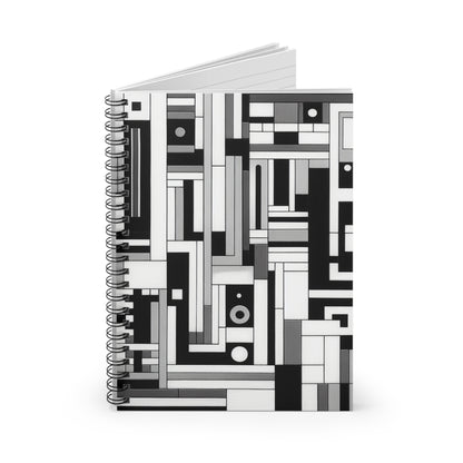 "De Stijl in Black and White" - The Alien Spiral Notebook (Ruled Line) De Stijl Style