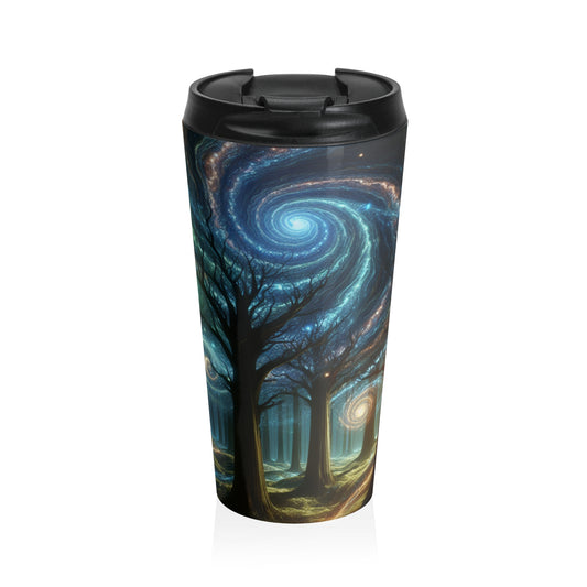 "Galactic Woods: A Celestial Dreamscape" - The Alien Stainless Steel Travel Mug