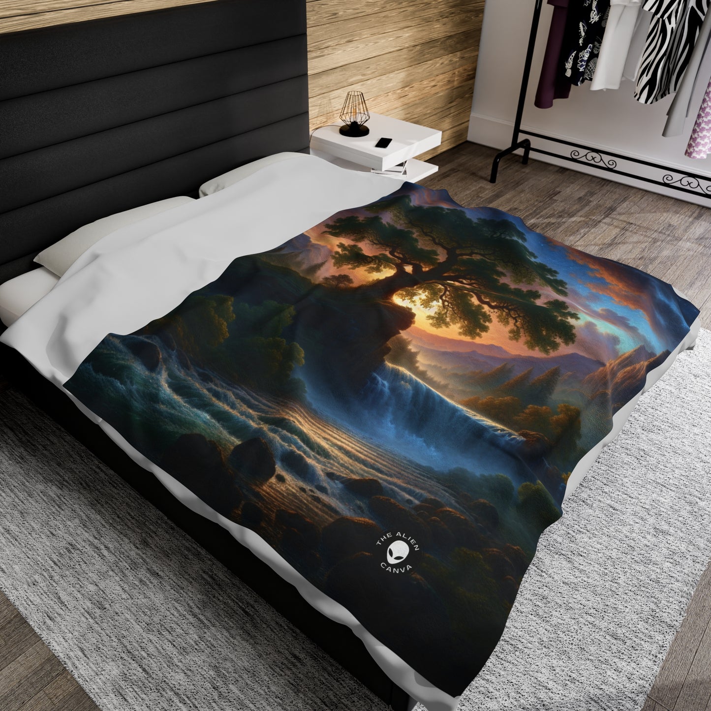 "The Storm's Embrace: A Romantic Landscape" - The Alien Velveteen Plush Blanket Romanticism