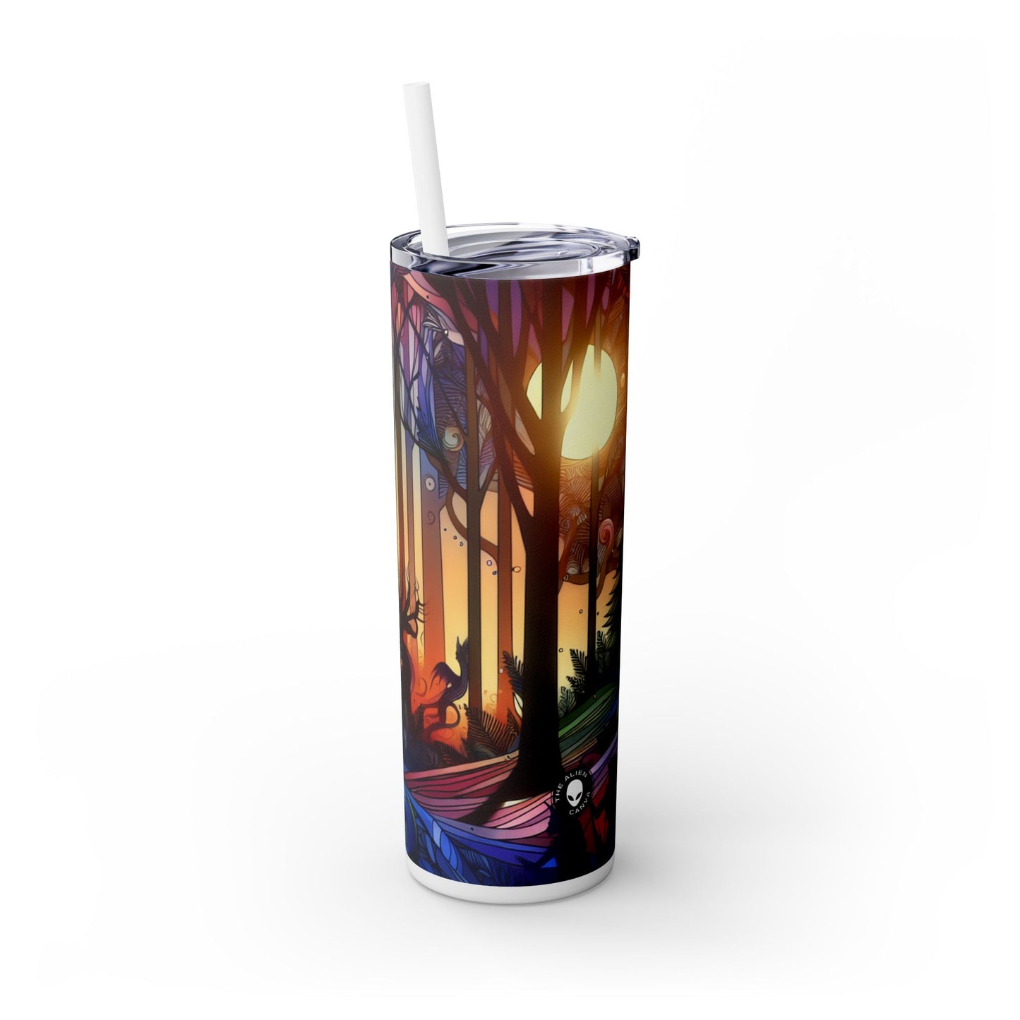 "Mystical Twilight: Creatures in the Forest" - The Alien Maars® Skinny Tumbler with Straw 20oz