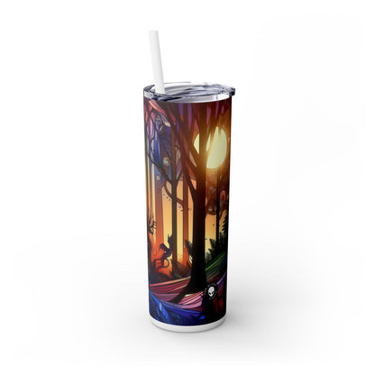 « Crépuscule mystique : créatures de la forêt » - Verre fin Alien Maars® avec paille 20 oz