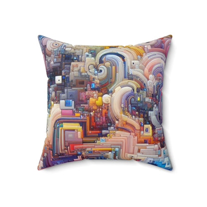 "Oceanic Harmonies: A Generative Art Exploration"- The Alien Spun Polyester Square Pillow Generative Art