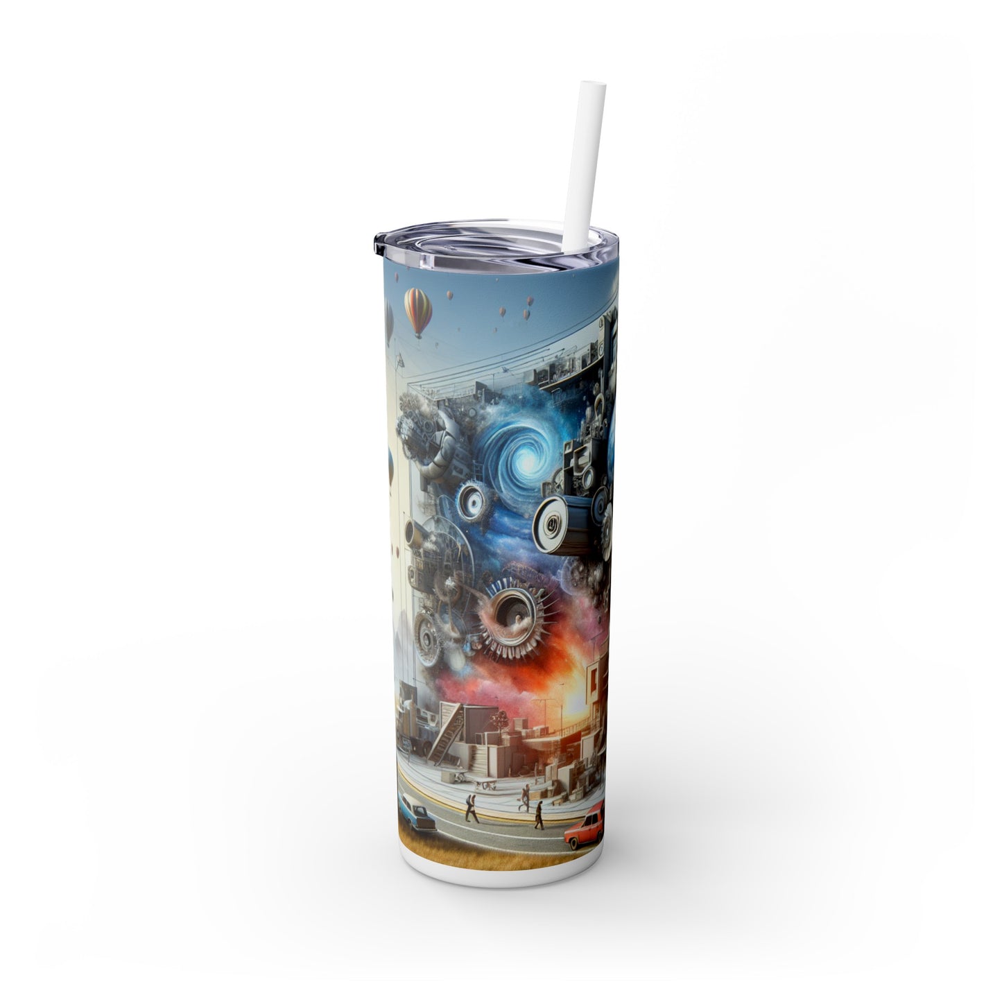 "Symbolic Transformations: Conceptual Realism in Everyday Objects" - The Alien Maars® Skinny Tumbler with Straw 20oz Conceptual Realism