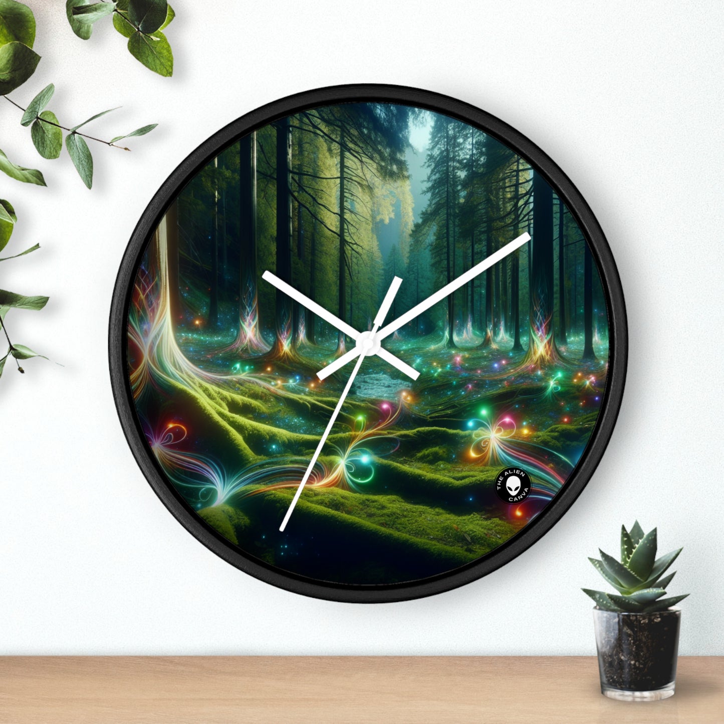 - Crystal-Enchanted Forest: A Tapestry of Light - The Alien Wall Clock