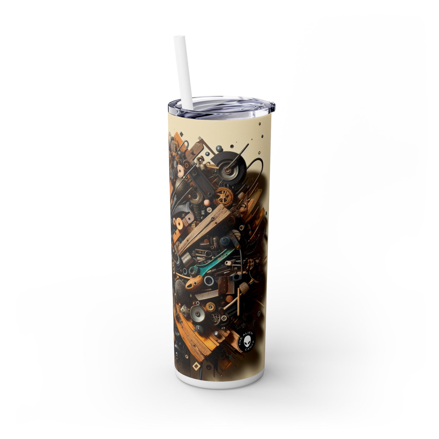 "Nature's Harmony: Assemblage Art with Found Objects" - The Alien Maars® Skinny Tumbler with Straw 20oz Assemblage Art