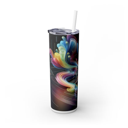 "Neon Nights: A Futuristic Urban Dream" - The Alien Maars® Skinny Tumbler with Straw 20oz Digital Art