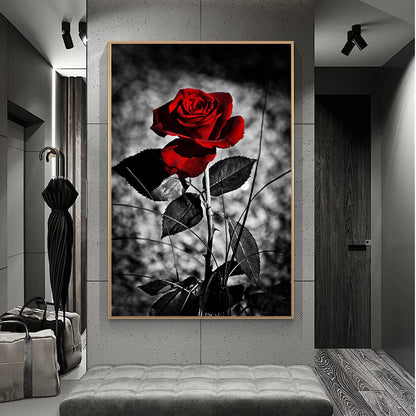 Cuadro moderno con diseño de rosas y flores, póster, cuadro de arte de pared, pintura en lienzo