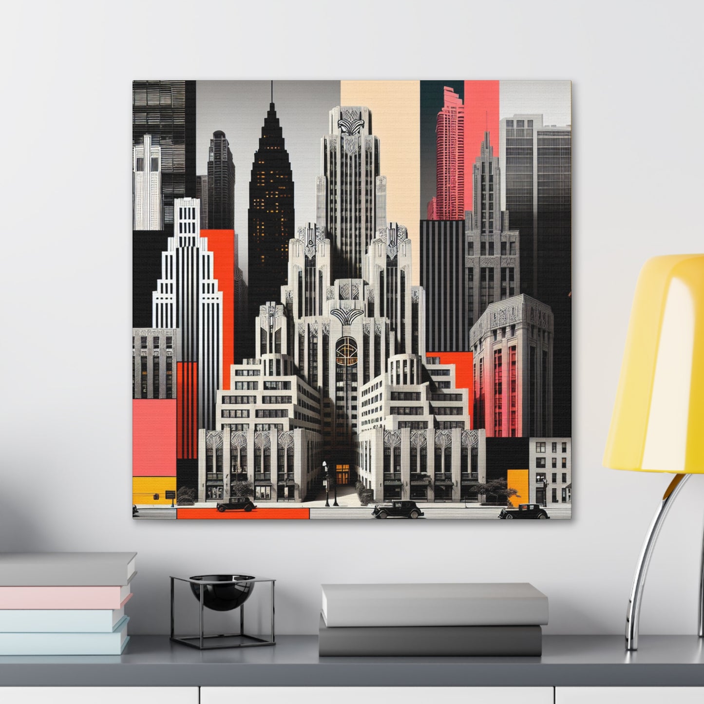 "A Contrast of Times: Classic Art Deco Skyscrapers and a Modern Cityscape" - The Alien Canva Art Deco Style