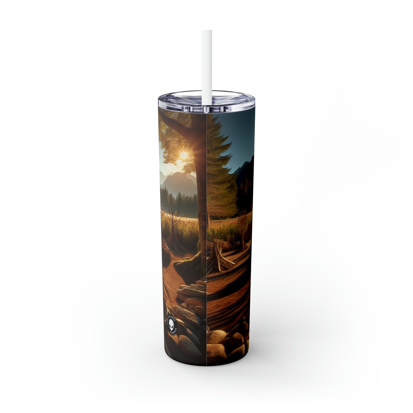 "Metamorphosis: A Captivating Land Art Celebration of Transformation and Rebirth" - The Alien Maars® Skinny Tumbler with Straw 20oz Land Art