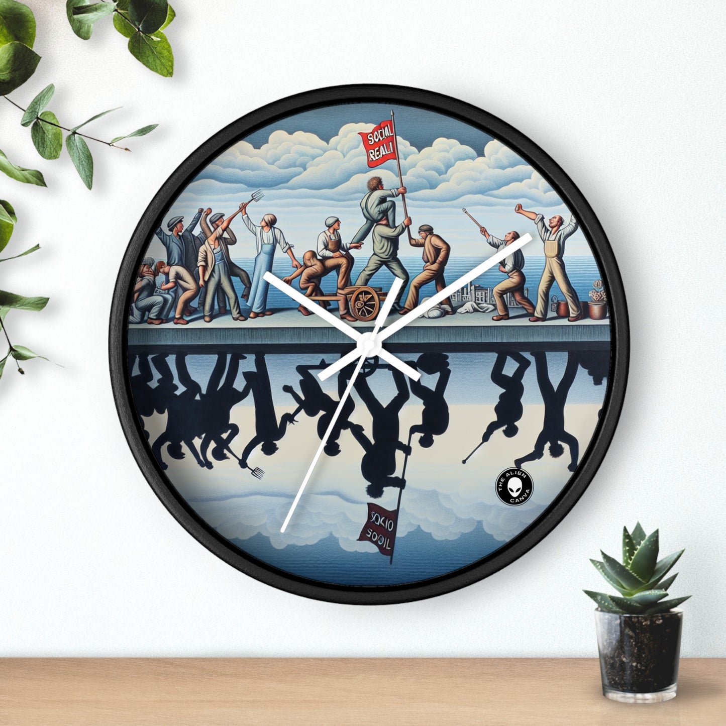 "Dilemas digitales: exploración de la condición humana en la era de la tecnología" - The Alien Wall Clock Social Realism