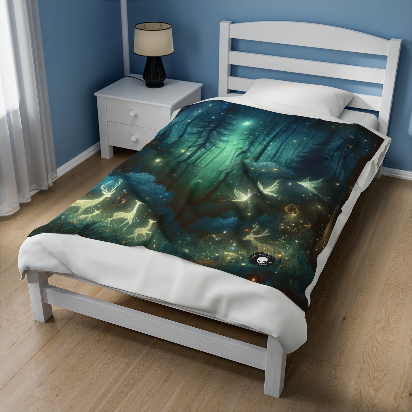 "Enchanted Night in the Whispering Woods" - The Alien Velveteen Plush Blanket