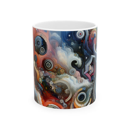 "Flux temporel : un voyage surréaliste à travers des formes abstraites et des couleurs vibrantes" - The Alien Ceramic Mug 11oz Art d'avant-garde